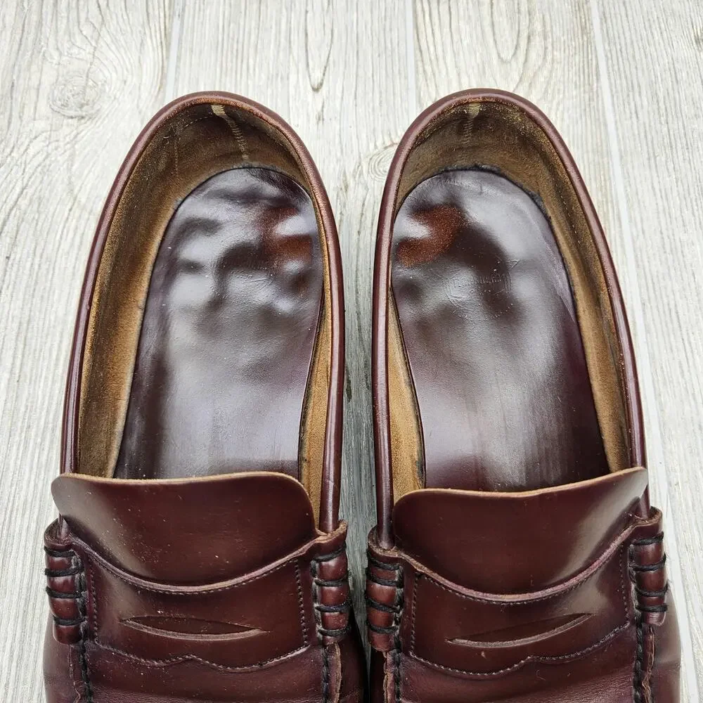 Florsheim Shoes Mens Size 9 Burgundy Penny Loafers Leather Slip On Dress Classic